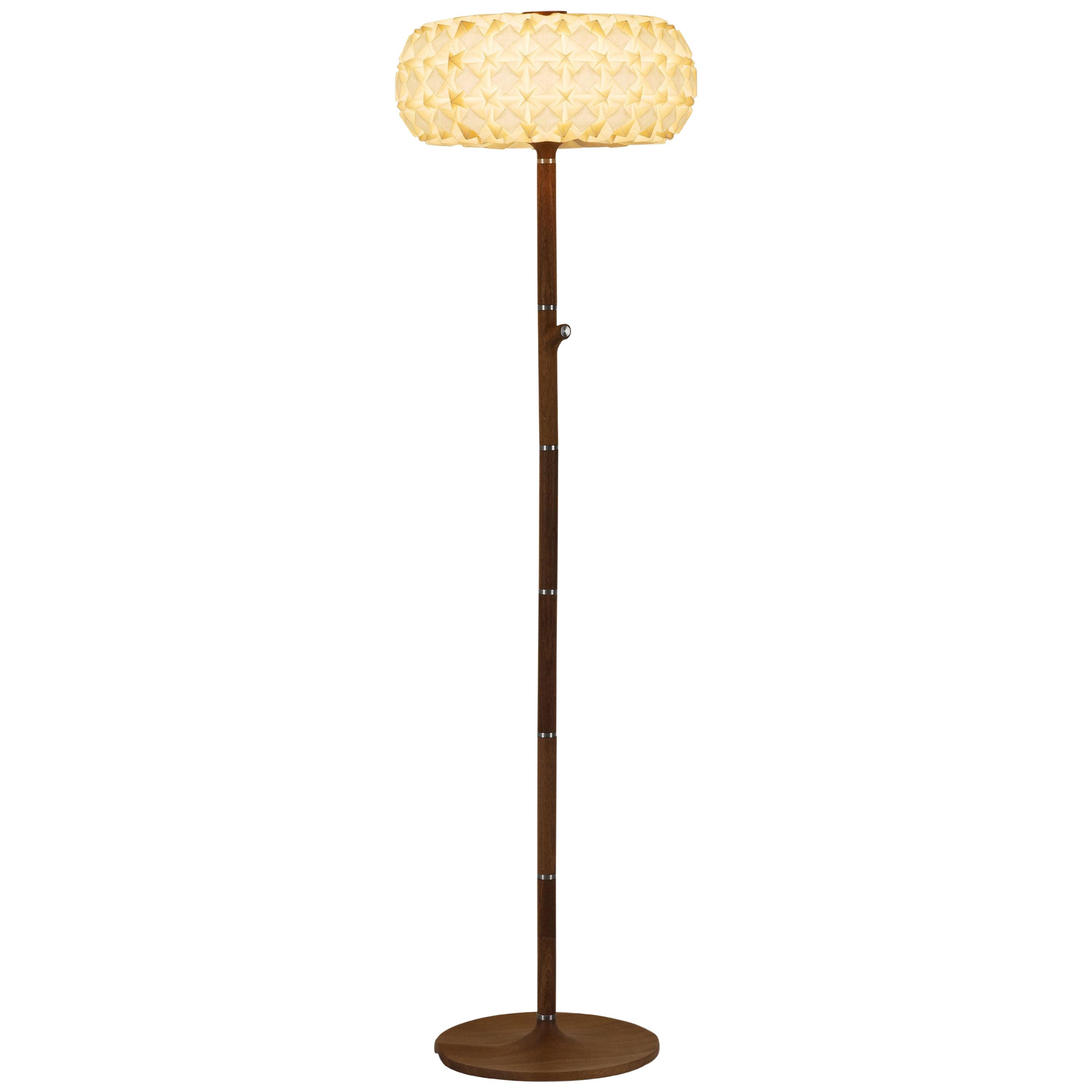 Origami Paper and Mahogany "96 Molecules" Floor Lamp by Aqua Creations