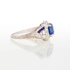 Handmade Original Art Deco 1920s Diamond and Sapphire Ring