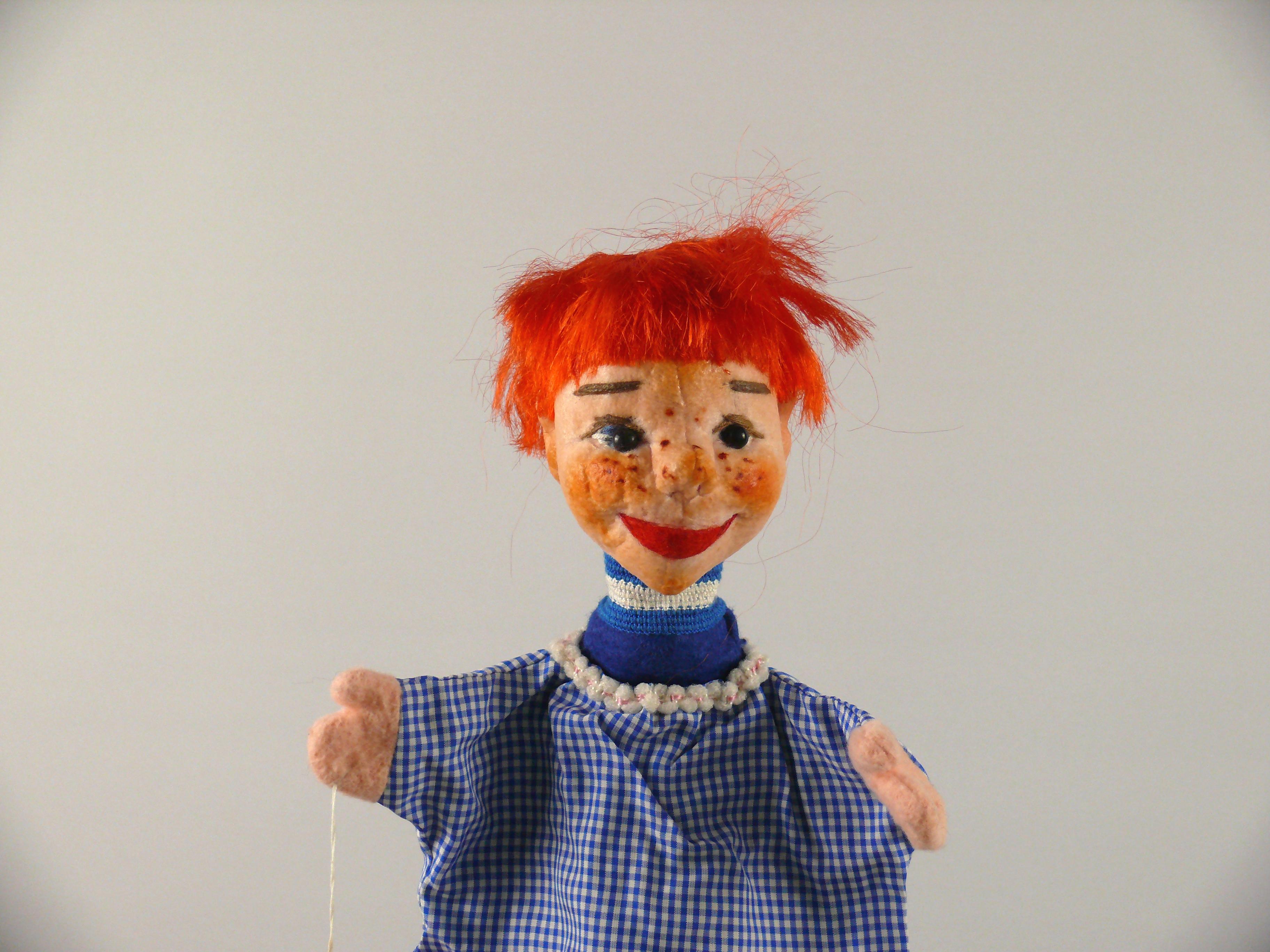 Mid-Century Modern Handmade original Dresden artist dolls / hand puppet - Hansel, 1970s For Sale
