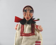 Handmade original Dresden artist dolls / hand puppet - indian woman, 1970s