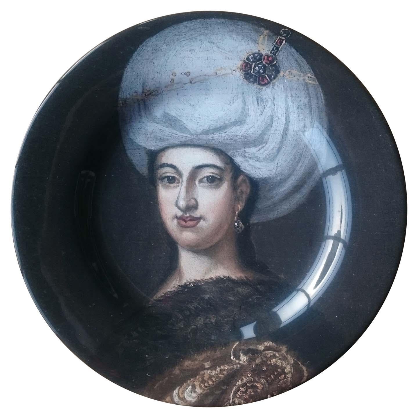 Handmade Ottoman Woman Portrait Ceramic Dinner Plate