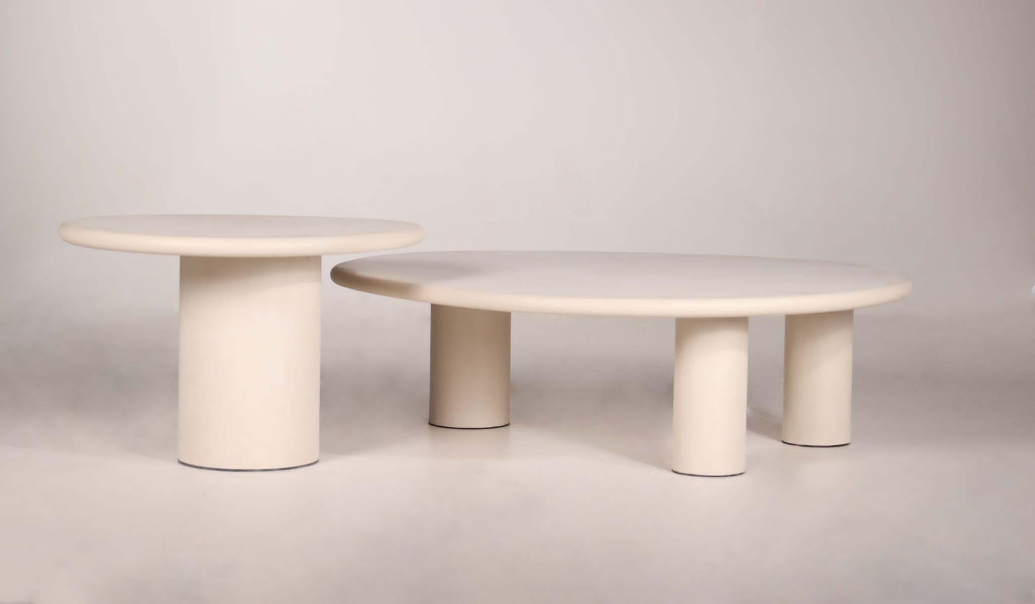 Belgian Handmade Outdoor Rock-Shaped Natural Plaster Table Set by Philippe Colette For Sale
