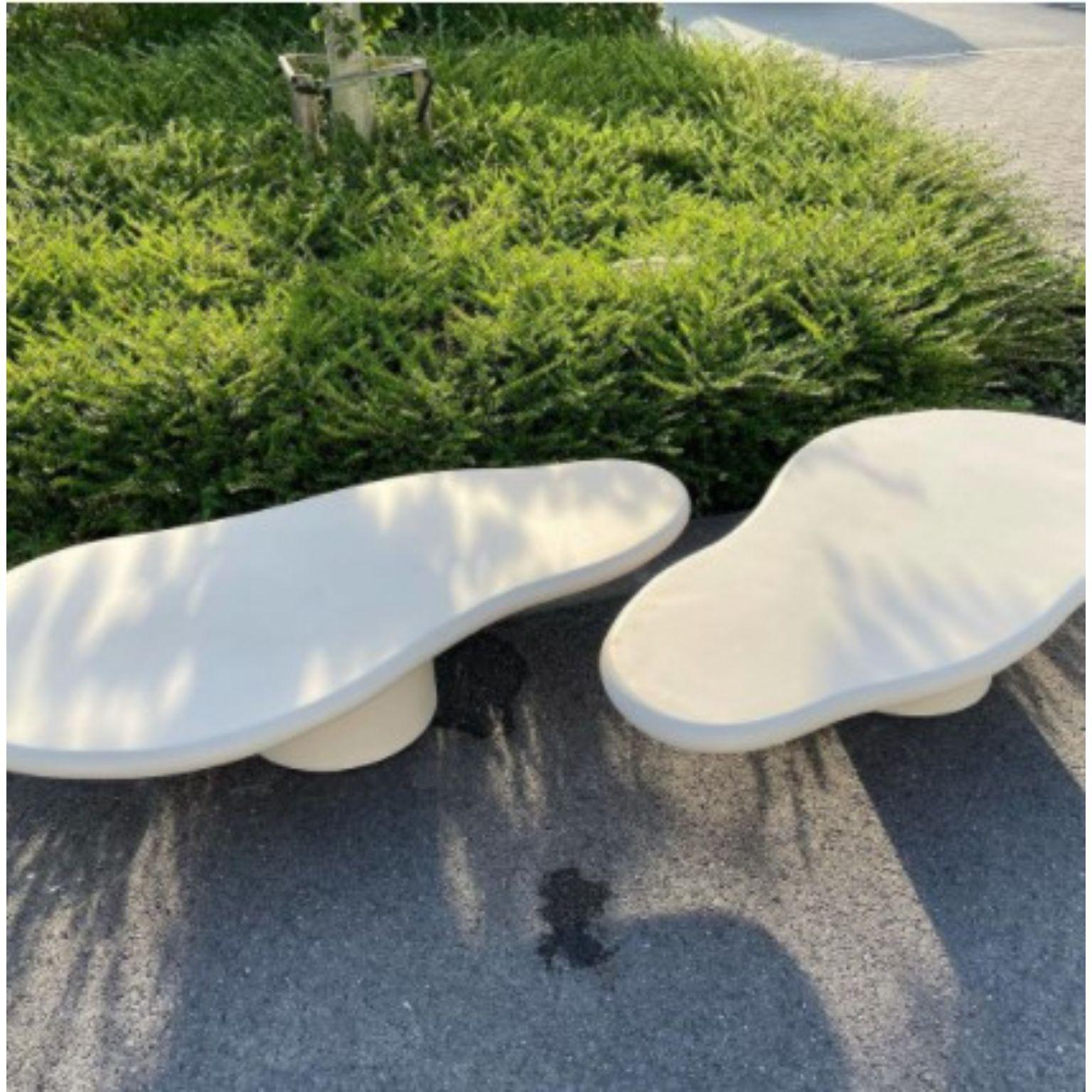 Contemporary Handmade Outdoor Rock-Shaped Natural Plaster Table Set by Philippe Colette For Sale