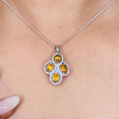 Ciondolo aureolato in argento 925 Art Deco Oval Cut Citrine Birthstone, Gioielli in argento 925 da regalare