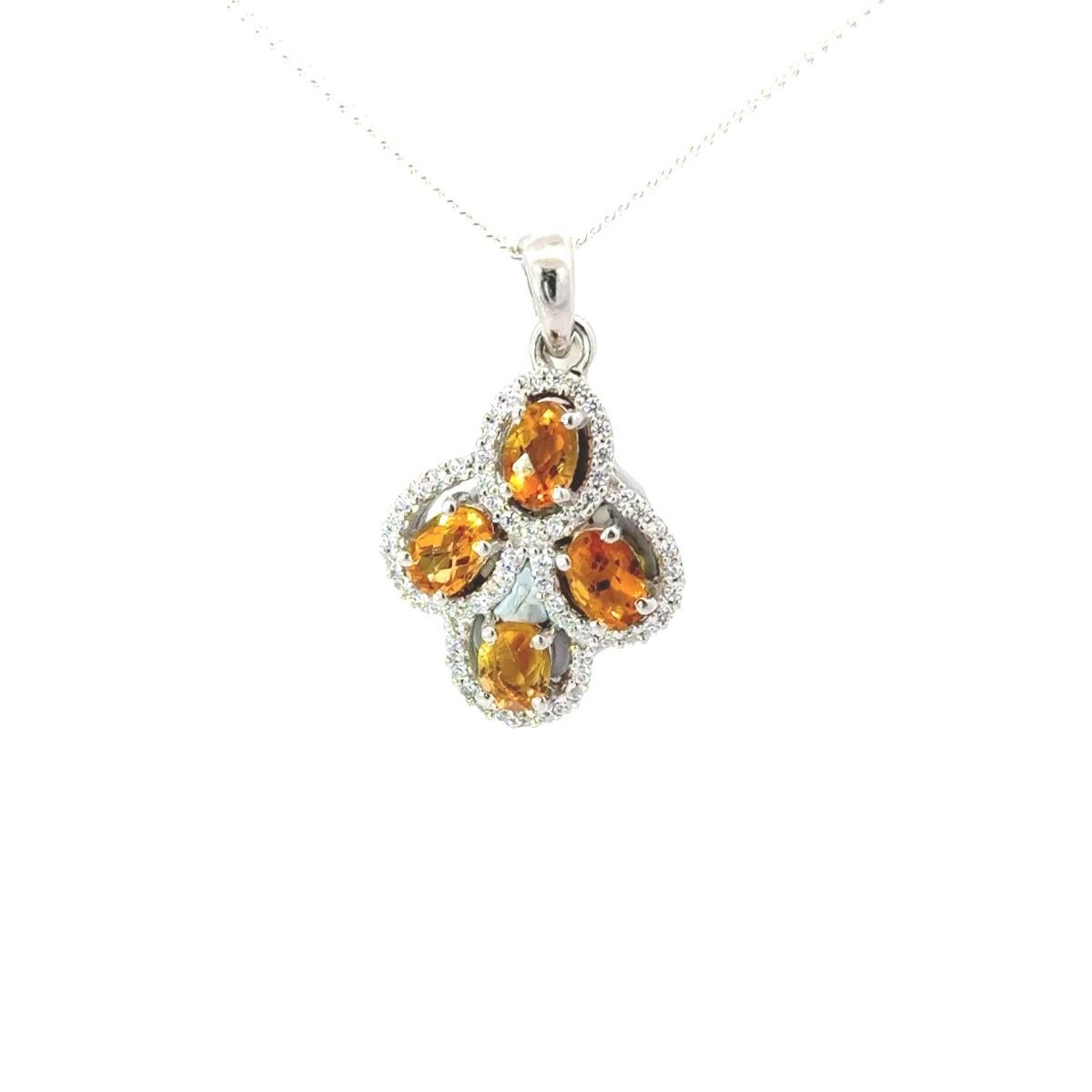 Art Déco Ciondolo aureolato in argento 925 Art Deco Oval Cut Citrine Birthstone, Gioielli in argento 925 da regalare in vendita