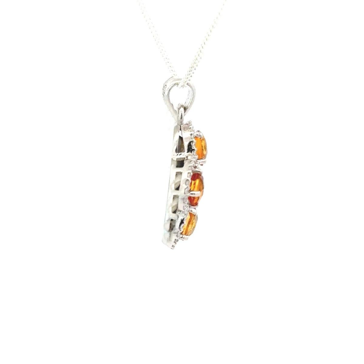 Ciondolo aureolato in argento 925 Art Deco Oval Cut Citrine Birthstone, Gioielli in argento 925 da regalare in vendita 2