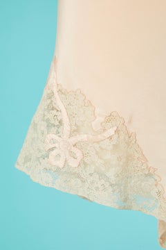 Handmade pale pink silk and lace panty with bow appliqué YOLANDE Circa 1930's
