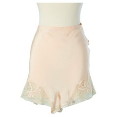 Handmade pale pink silk and lace panty with bow appliqué YOLANDE Circa 1930's