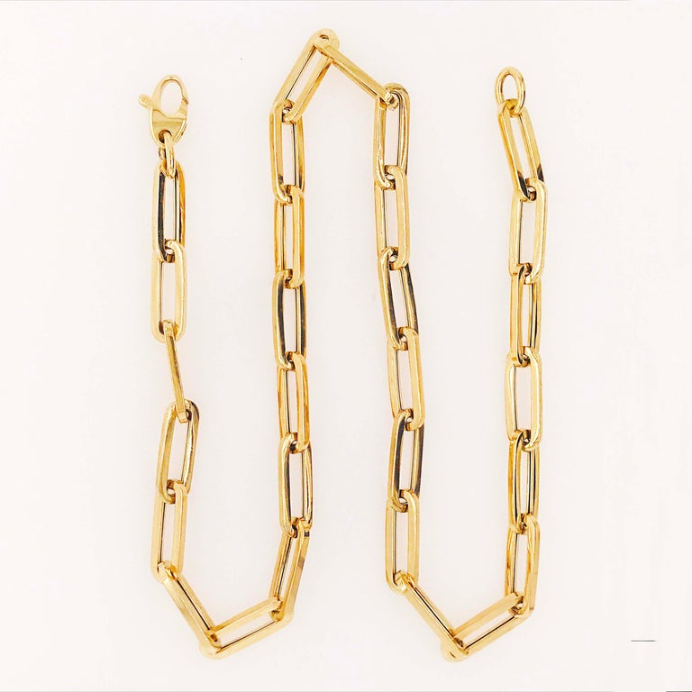 Handmade Paperclip Large Link Chain in 14 Karat Yellow Gold at 1stDibs