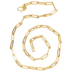 Handmade Paperclip Link Chain Necklace in 14 Karat Yellow Gold