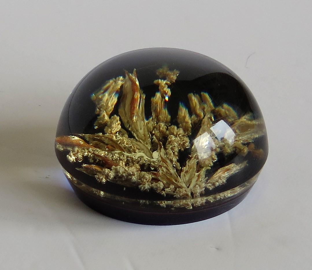 This is a very decorative handmade English acrylic paperweight made with real wild country grasses and dating to the 20th century.

This paperweight is made of different wild grasses all suspended and encased within an acrylic dome. The use of