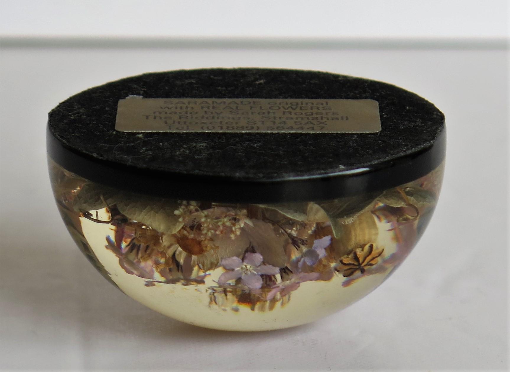 Handmade Paperweight with Real Wild Flowers by Sarah Rogers, English circa 1970s 7