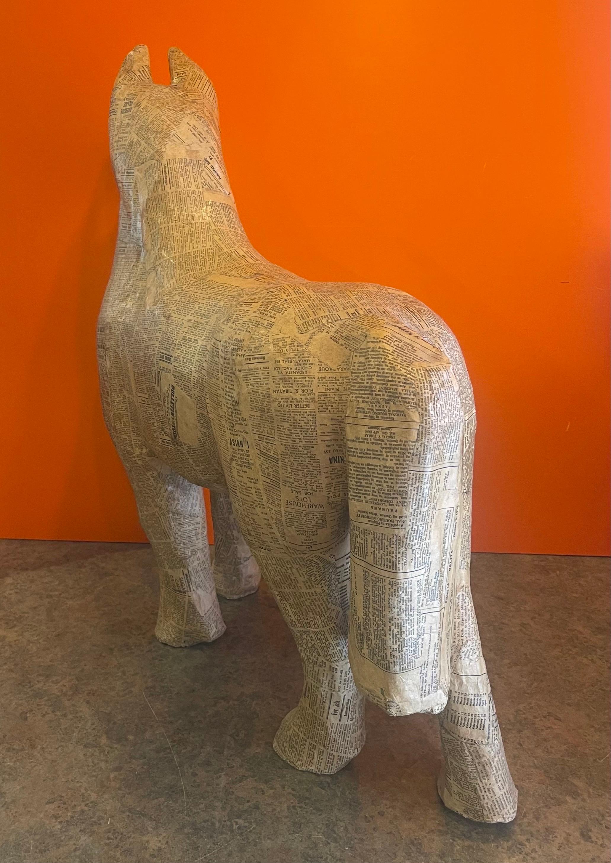 Handmade Papier Mâché Horse Sculpture For Sale 3