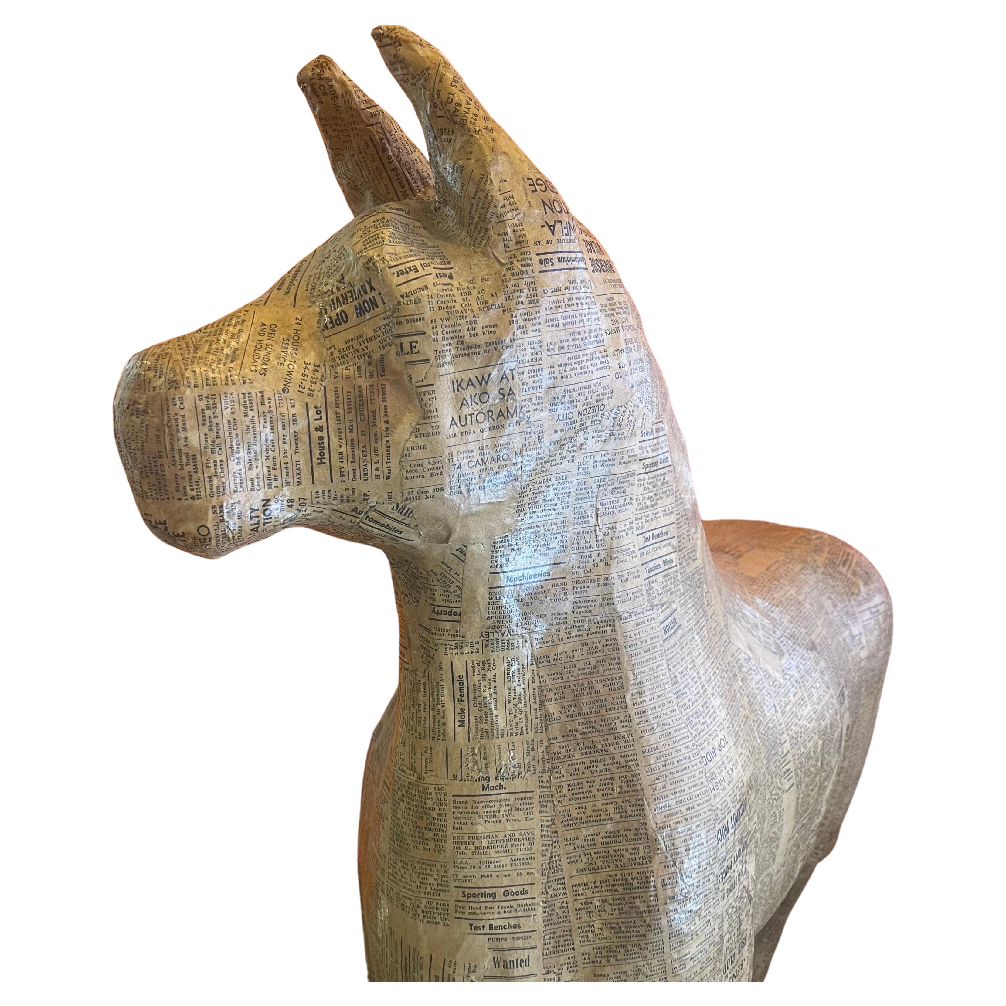 American Handmade Papier Mâché Horse Sculpture For Sale