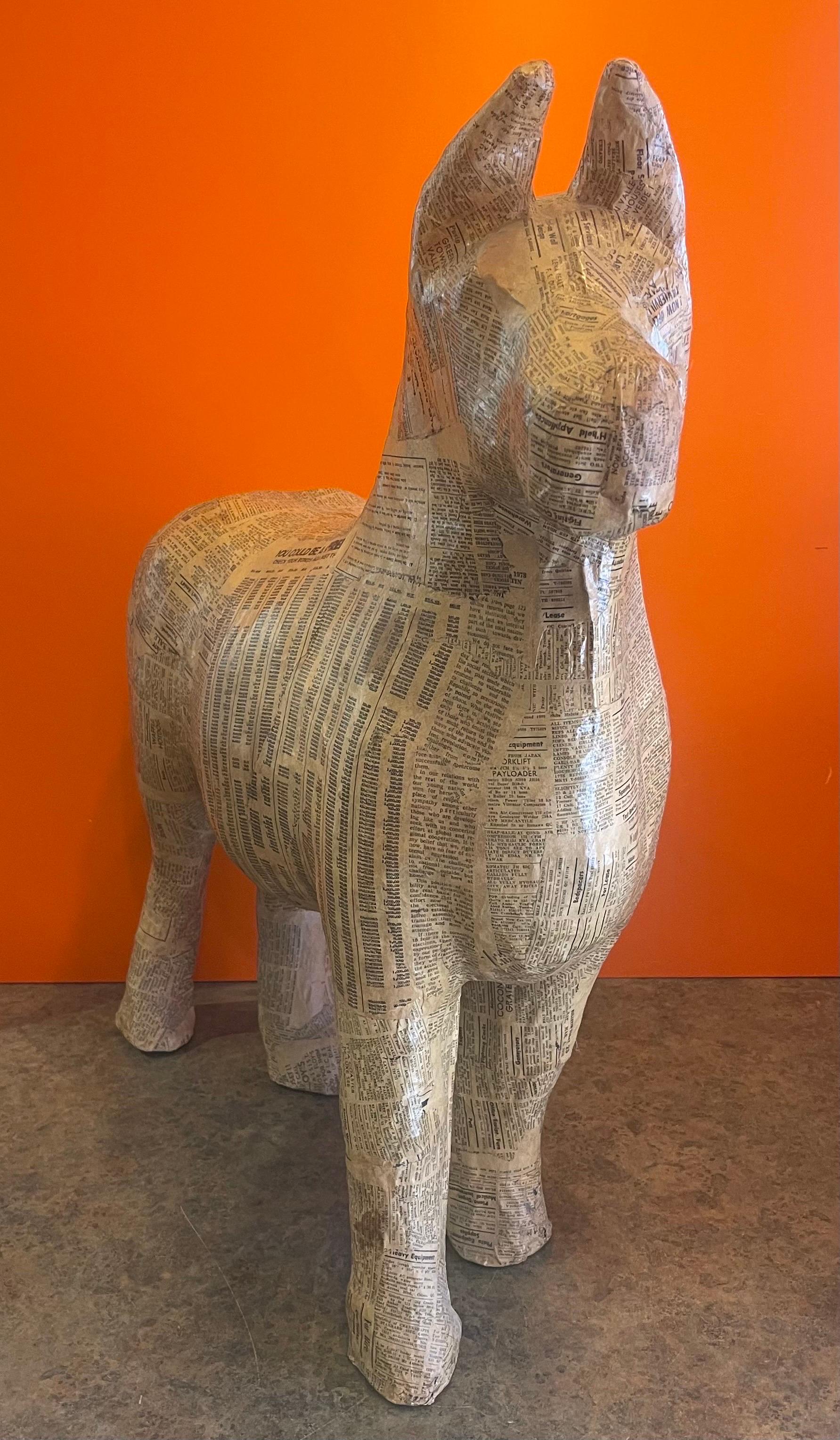 Handmade Papier Mâché Horse Sculpture In Good Condition For Sale In San Diego, CA