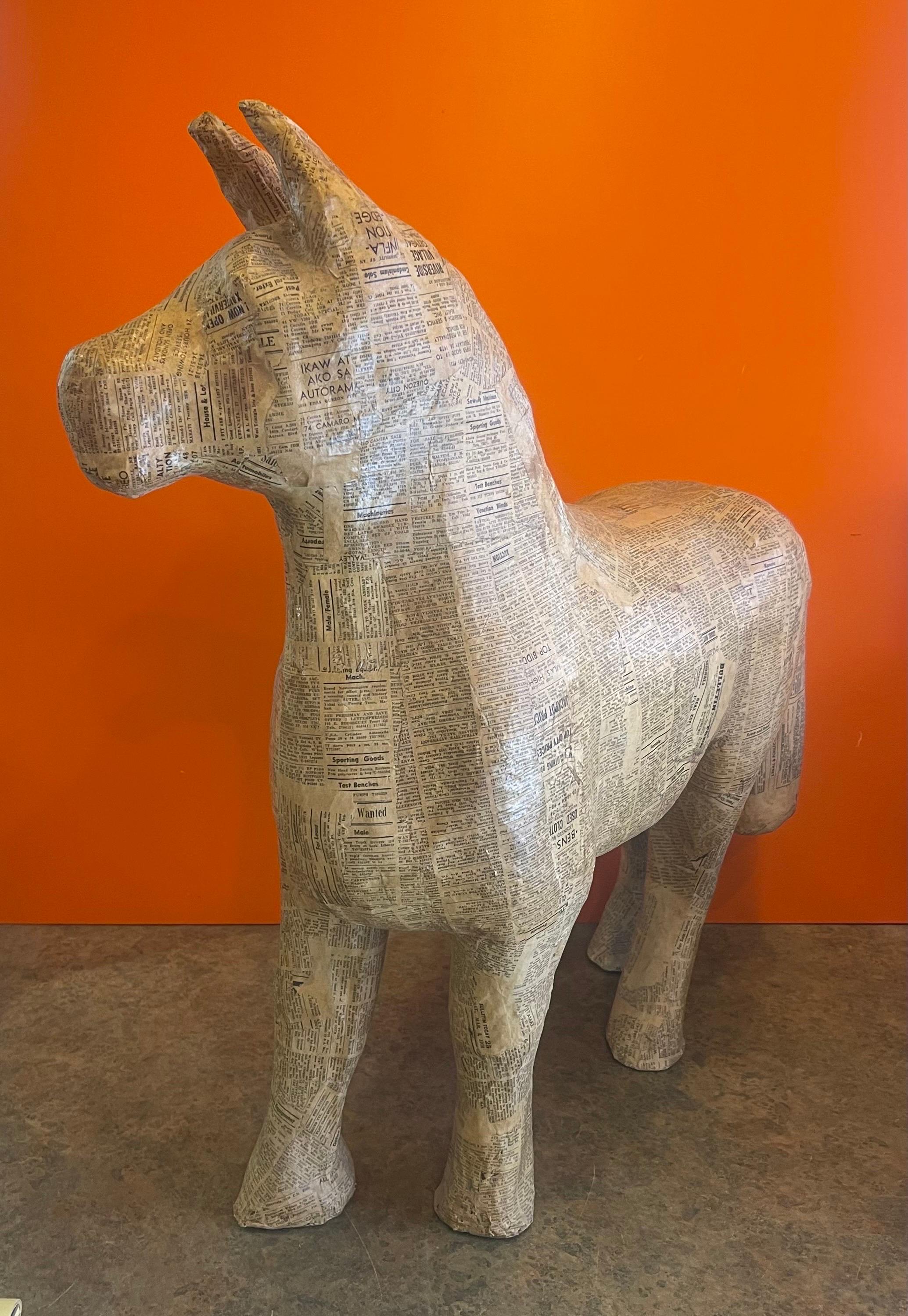 20th Century Handmade Papier Mâché Horse Sculpture For Sale