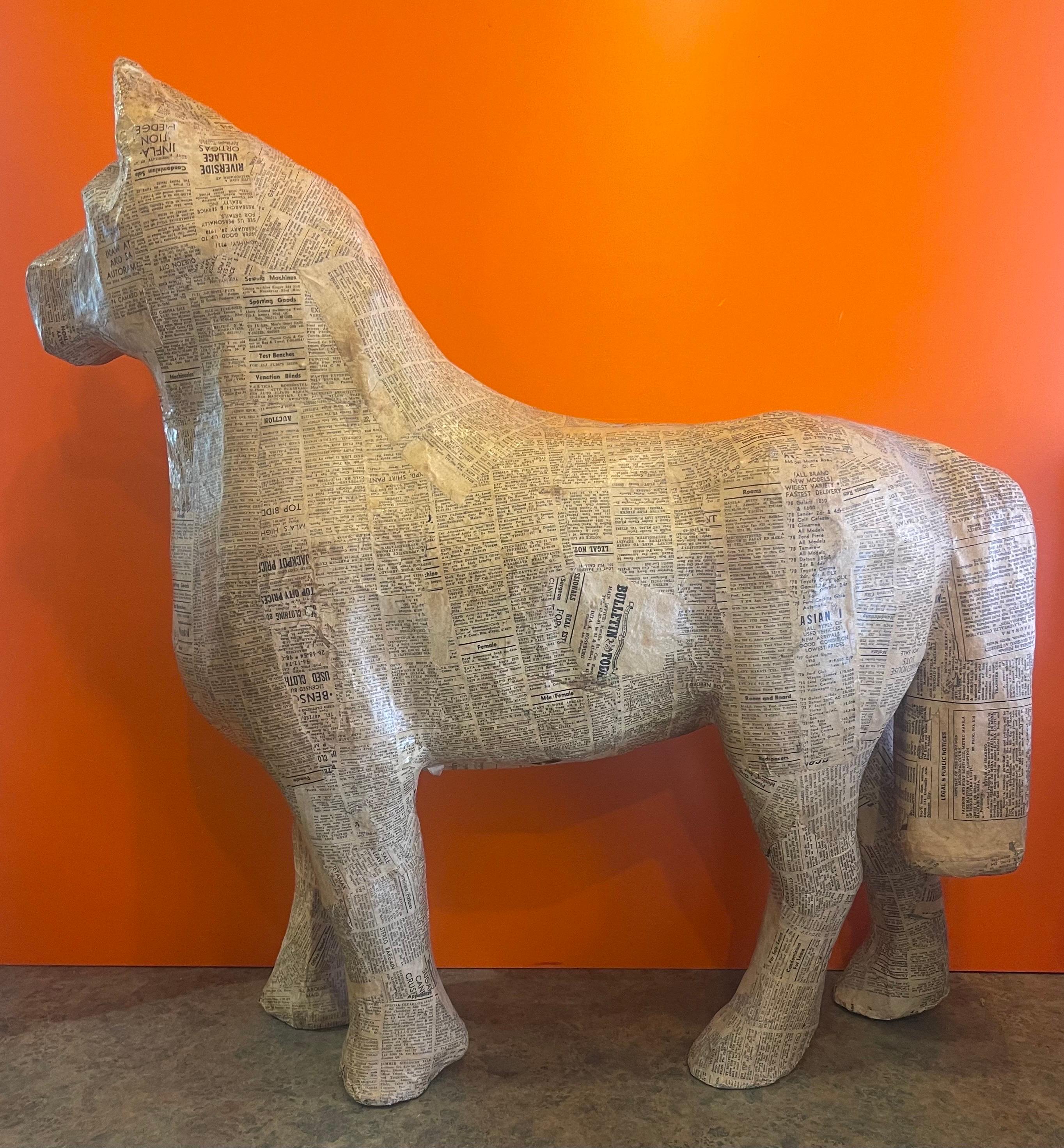 Handmade Papier Mâché Horse Sculpture For Sale 2