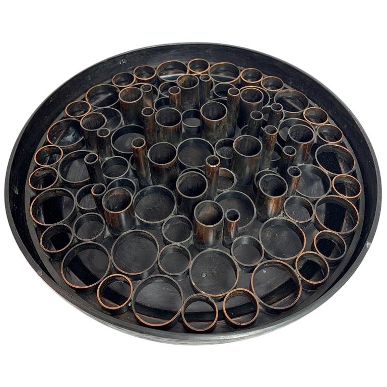 Handmade Patinated Brass Ikebana Holder, from Artist Ildiko Szilagyi