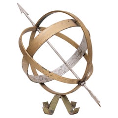 Handmade Patinated Metal Sundial, Vintage Design, 1950s