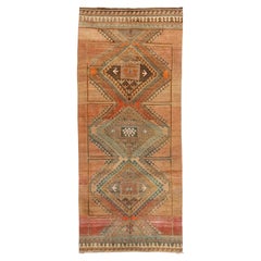 Handmade Peach Turkish Kars Vintage  Wool Rug With a Tribal Design