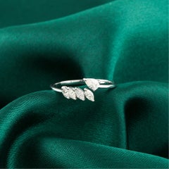 Natural 0.37 Carat SI/H Pear Diamond Statement Ring 18K White Gold Fine Jewelry