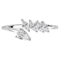 Natural 0.37 Carat SI/H Pear Diamond Statement Ring 18K White Gold Fine Jewelry
