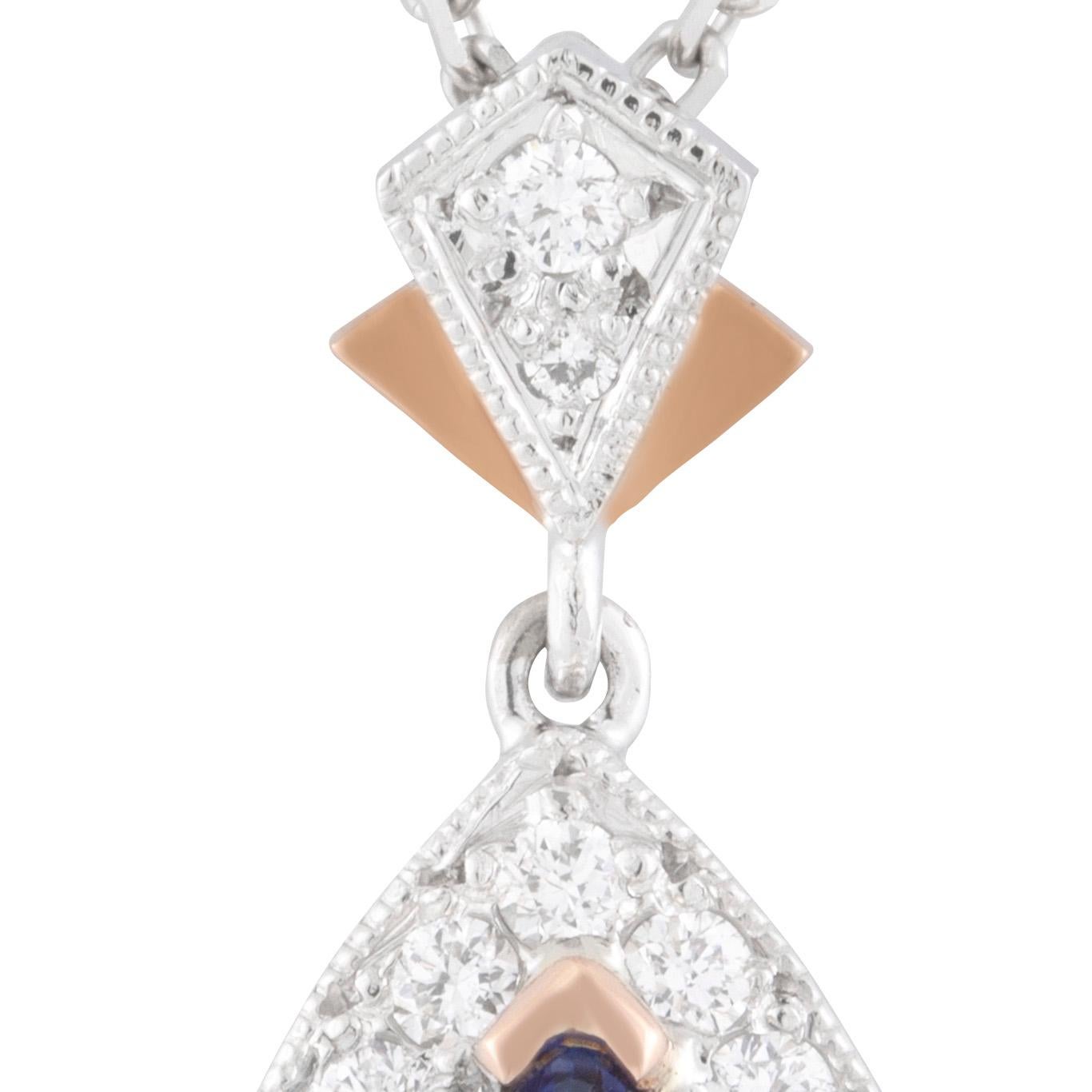 Pear Cut 18ct White/Rose Gold Handmade Blue Ceylon Sapphire and Diamond Halo Pendant