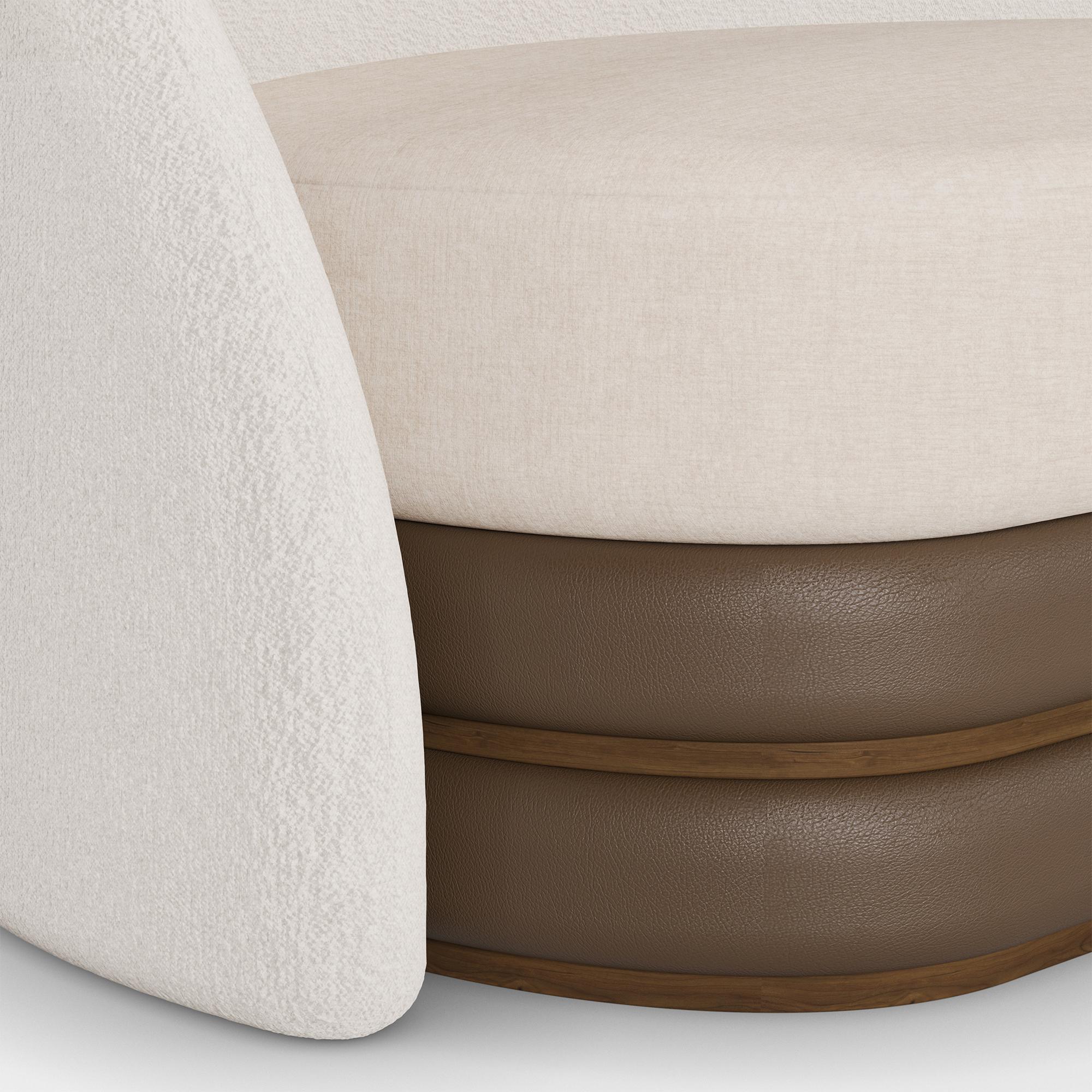 Handgefertigtes Perlensofa aus Bouclé und Leder mit runder Silhouette von Nolita Harbour im Zustand „Neu“ im Angebot in Carvalhosa, PT