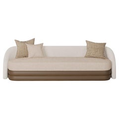 Handmade Pearl Sofa in Bouclé & Leather with Round Silhouette by Nolita Harbour