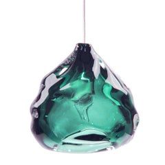 Small Steel Grey Happy Pendant Light, Hand Blown Glass - Made to Order