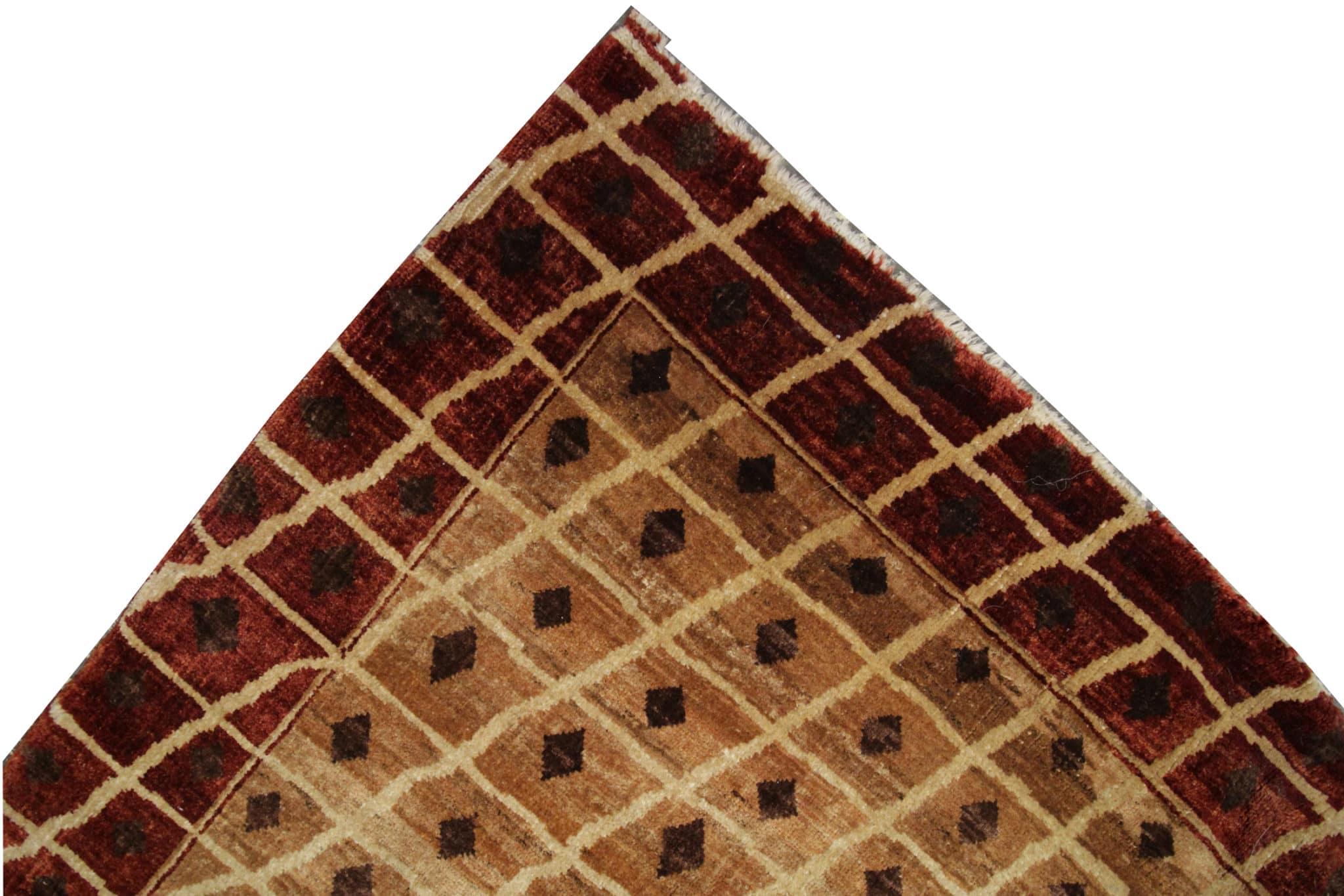 Handgefertigter moderner Gabbeh Quadratischer orientalischer primitiver Qashqai-Wollteppich aus Gabbeh (Art déco) im Angebot