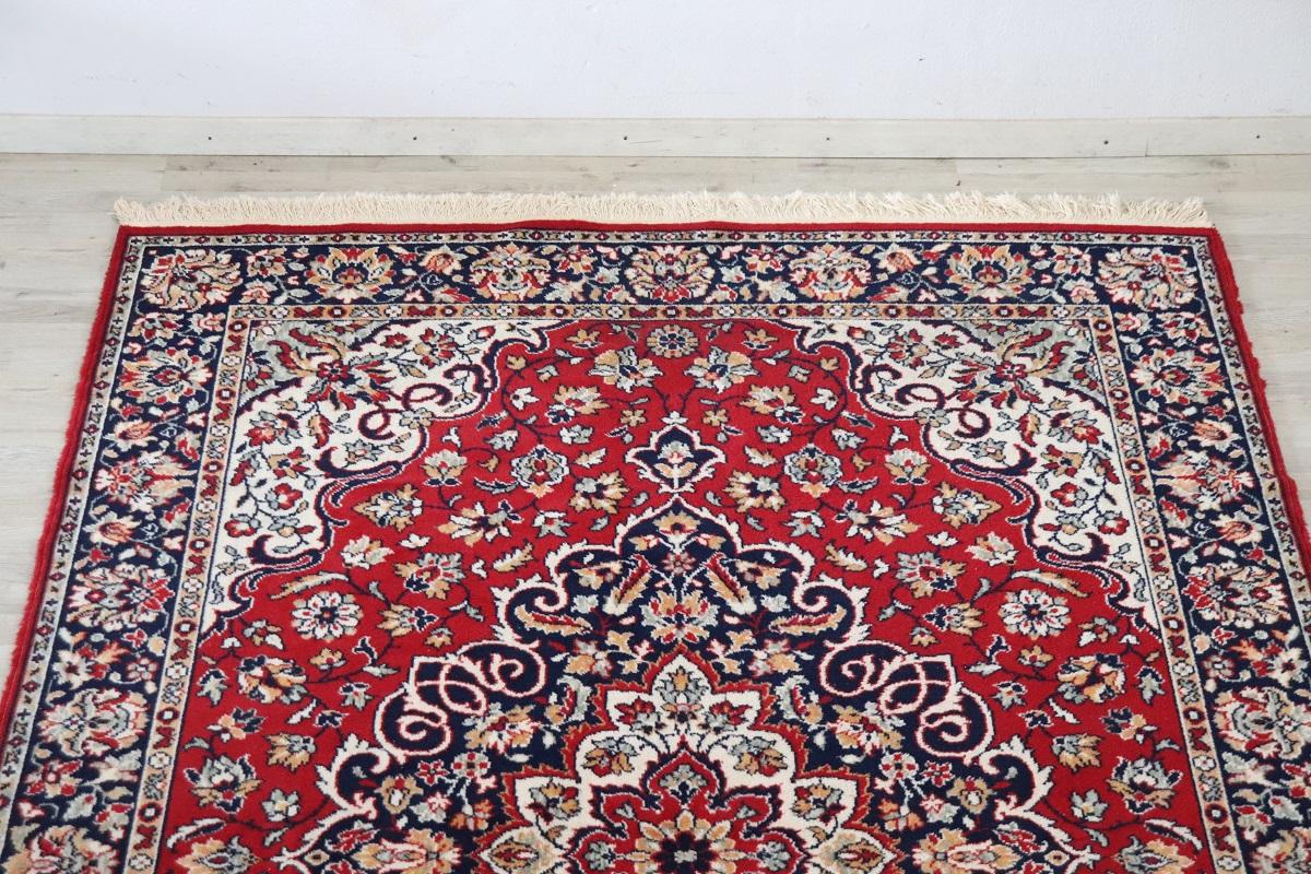 Wool Handmade Persian Kashan Rug, 1980s For Sale