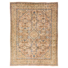 Handmade Persian Mahal Peach Wool Rug Featuring an Allover Floral Motif