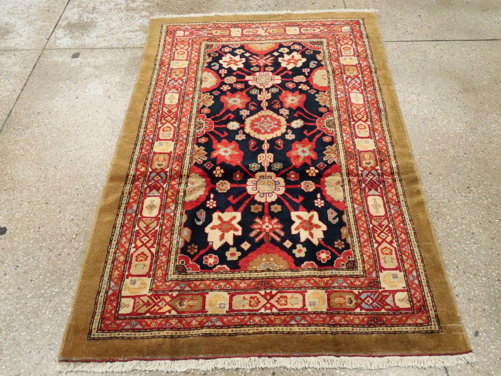 Hand-Knotted Handmade Persian Malayer Throw Rug For Sale