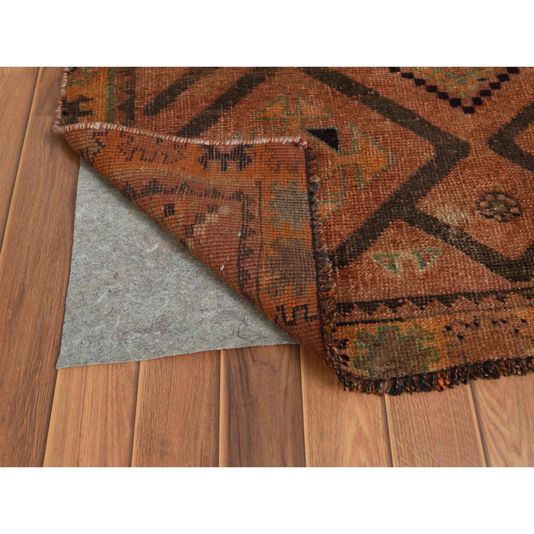 Medieval Handmade Persian Shiraz Vintage Geometric Design Wool Gallery Size Runner Rug
