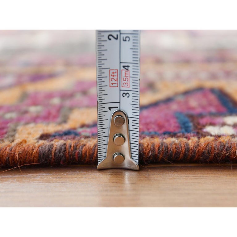 Handmade Persian Shiraz Vintage Worn Down Wool Bohemian Gallery Size