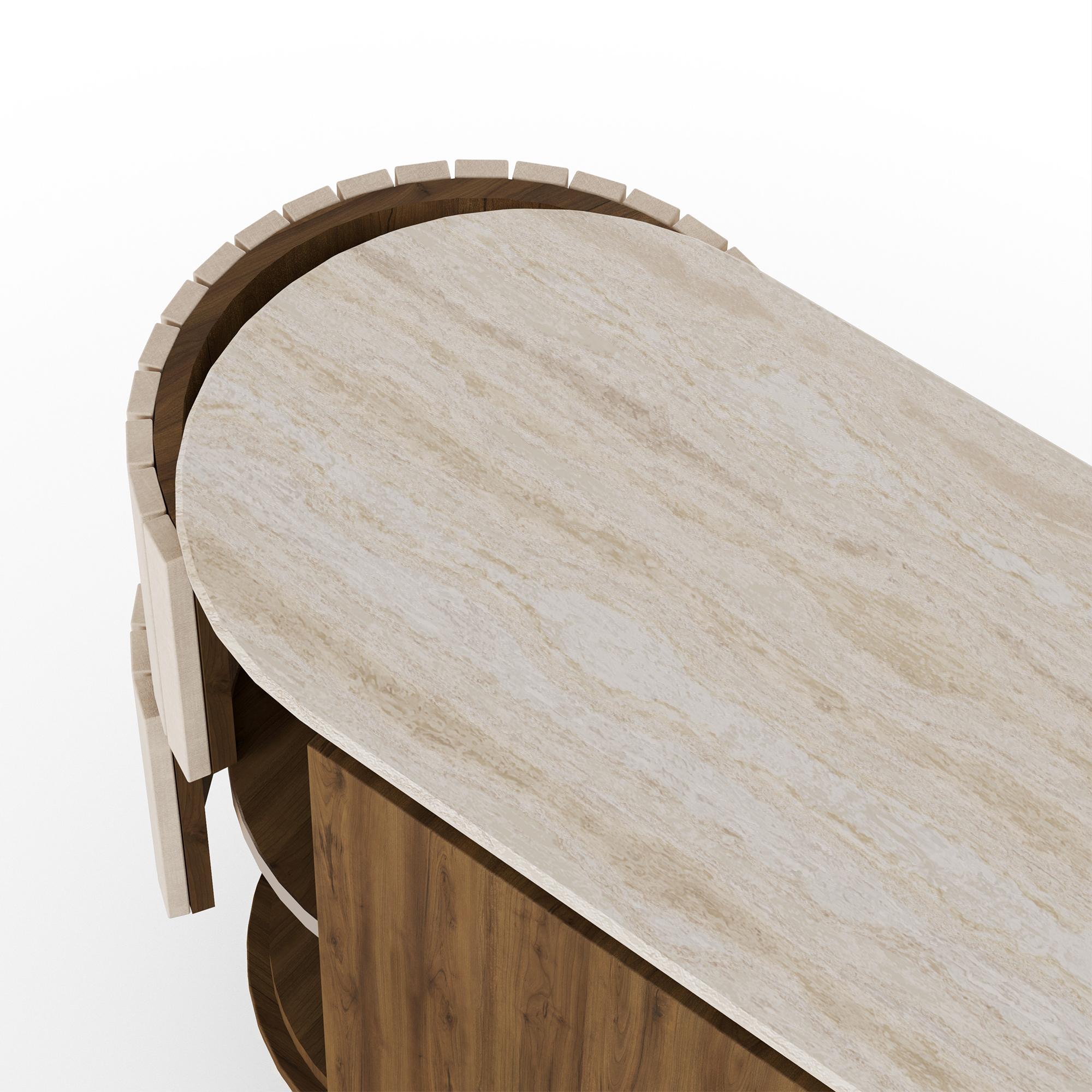Modern Handmade Peter Sideboard in Walnut and Travertine by Nolita Harbour For Sale
