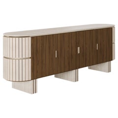 Handgefertigtes Peter Sideboard aus Nussbaum und Travertin von Nolita Harbour