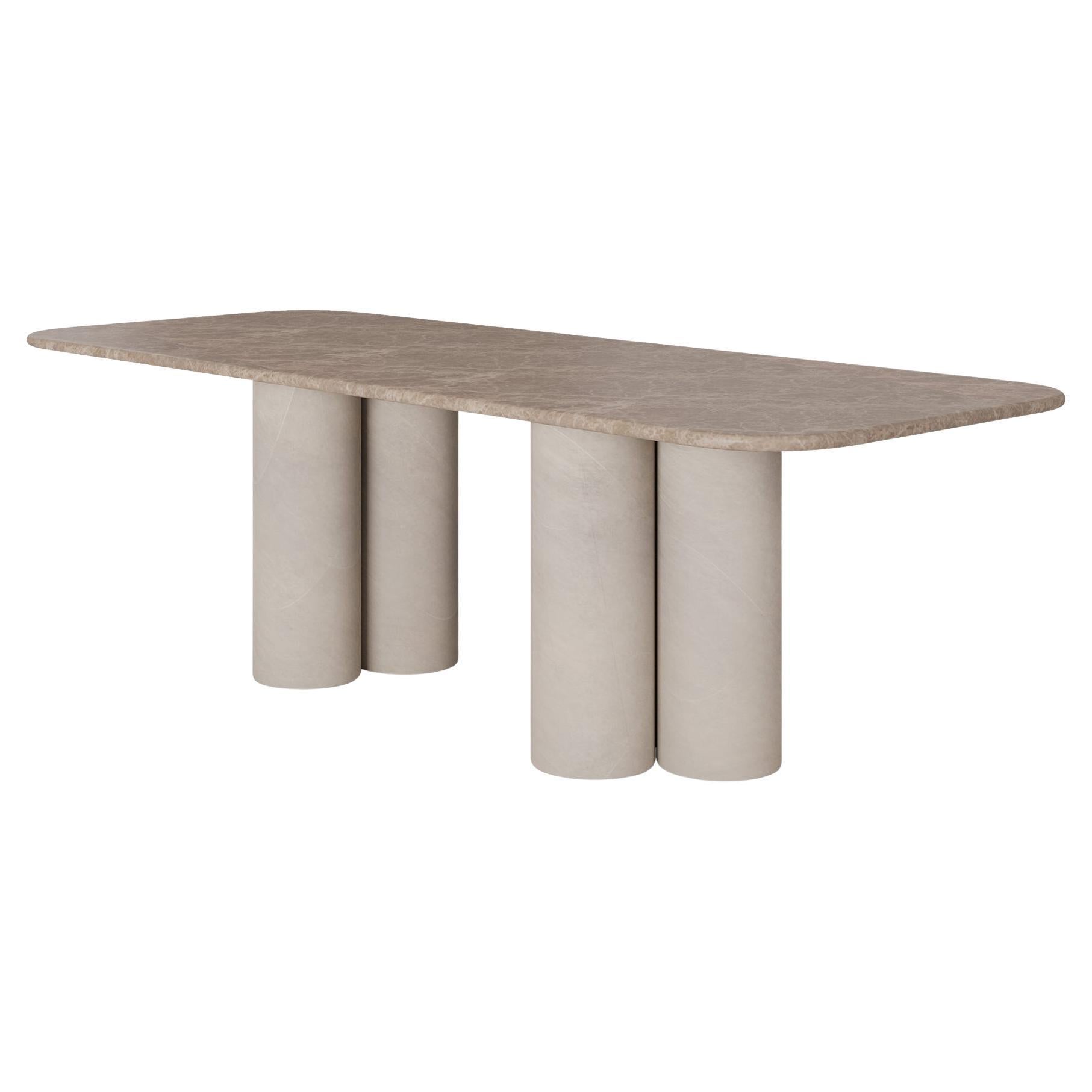 Handmade Petra Dining Table with Cylindrical Marble Legs by Nolita Harbour