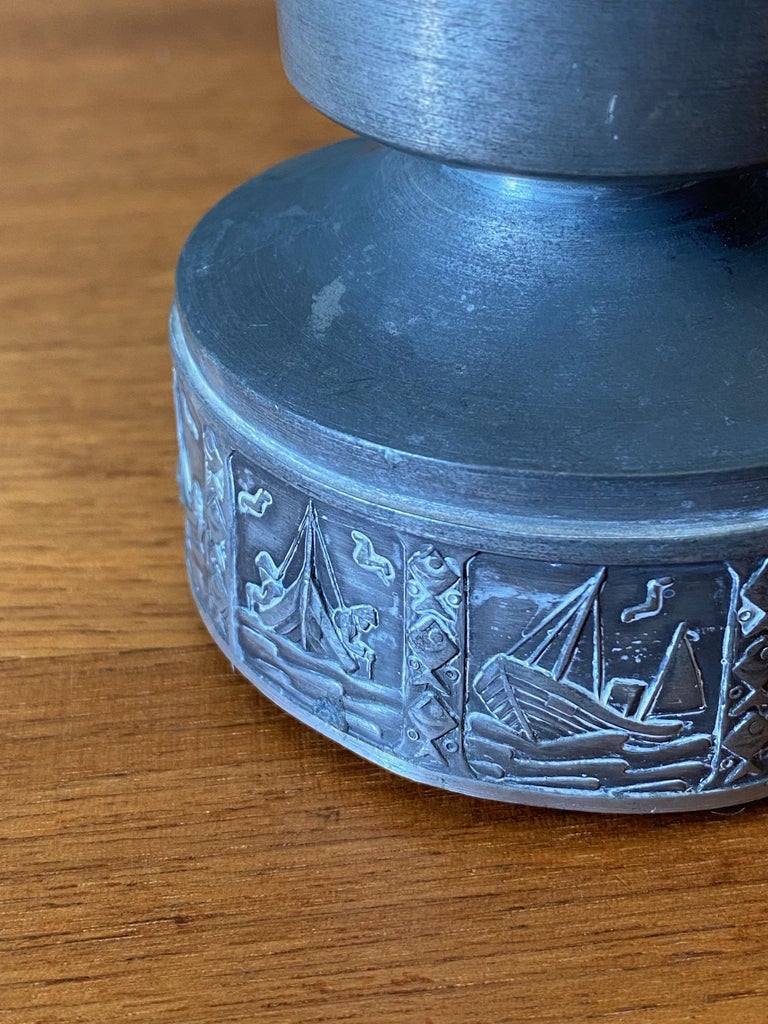 Handmade Pewter Candle Holder, Made in Norway For Sale at 1stDibs
