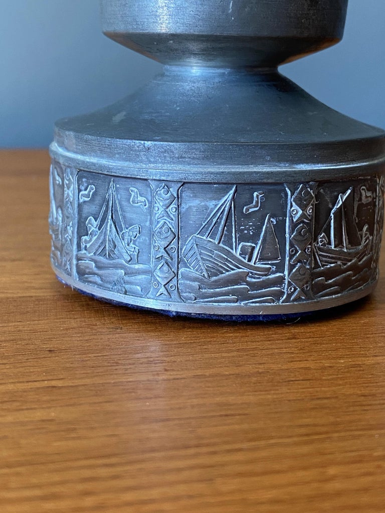 Handmade Pewter Candle Holder, Made in Norway For Sale at 1stDibs