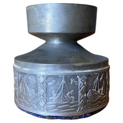 Handmade Pewter Candle Holder, Made in Norway