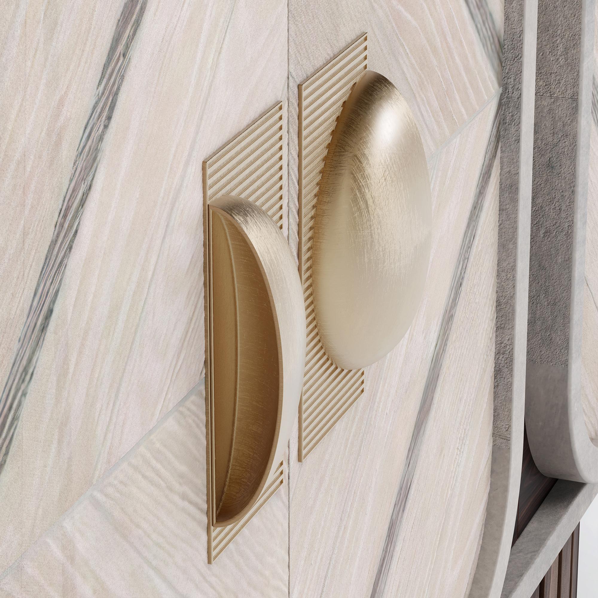 Handmade Phillip Sideboard in Walnut & Polished Brass Accents by Nolita Harbo For Sale 3