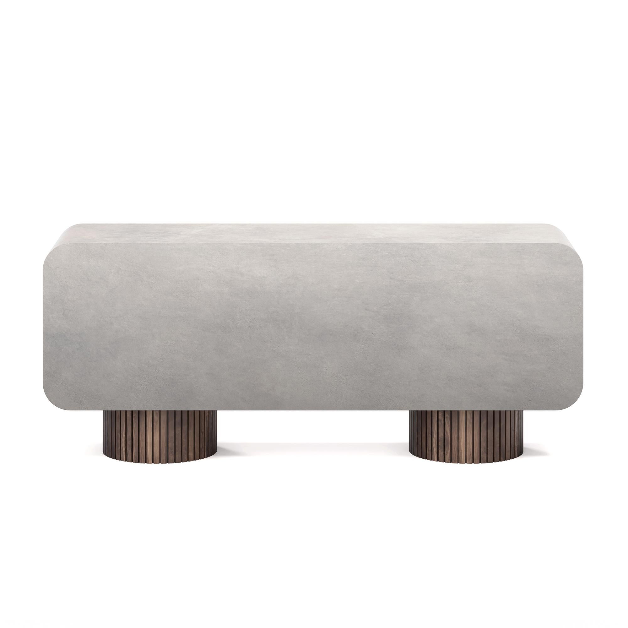 Handmade Phillip Sideboard in Walnut & Polished Brass Accents by Nolita Harbo For Sale 2