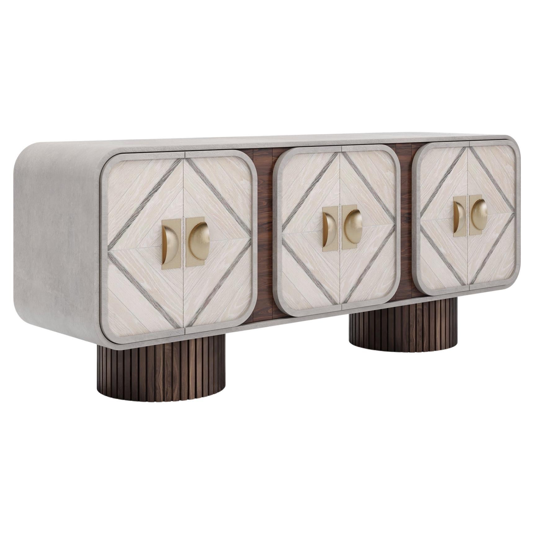 Handmade Phillip Sideboard in Walnut & Polished Brass Accents by Nolita Harbo