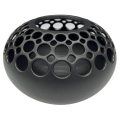 Demi-Pierced Ceramic Orb with Black Satin Glaze