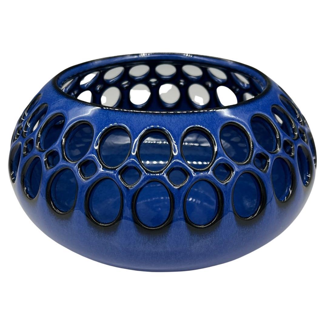  Pierced Ceramic Seedpot -Azure Blue Glaze