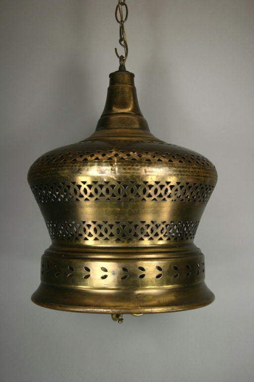 Indian Mid Century  Pierced Brass  Bell Lantern