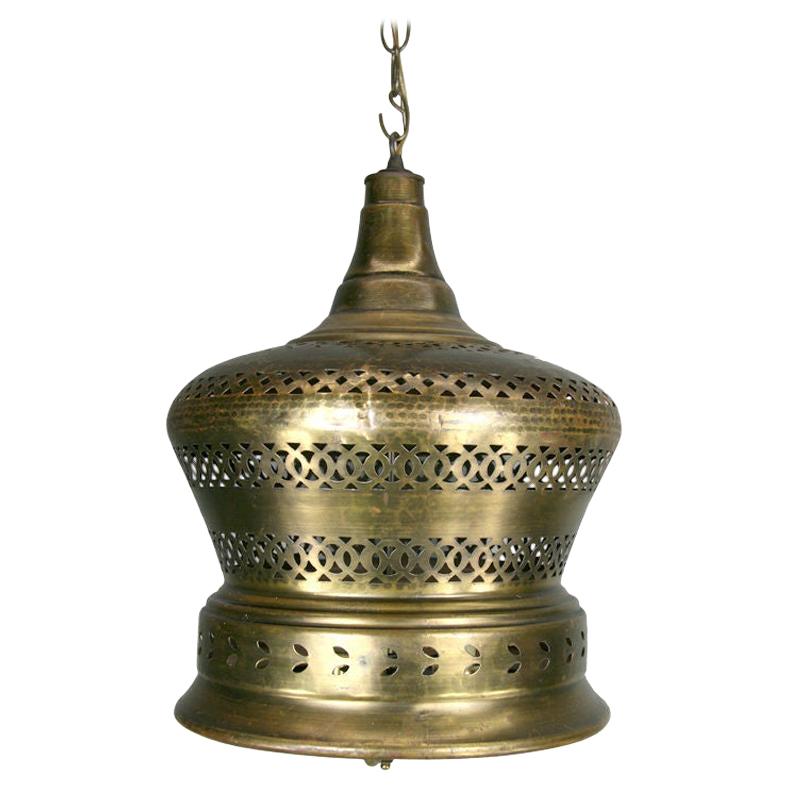 Mid Century  Pierced Brass  Bell Lantern