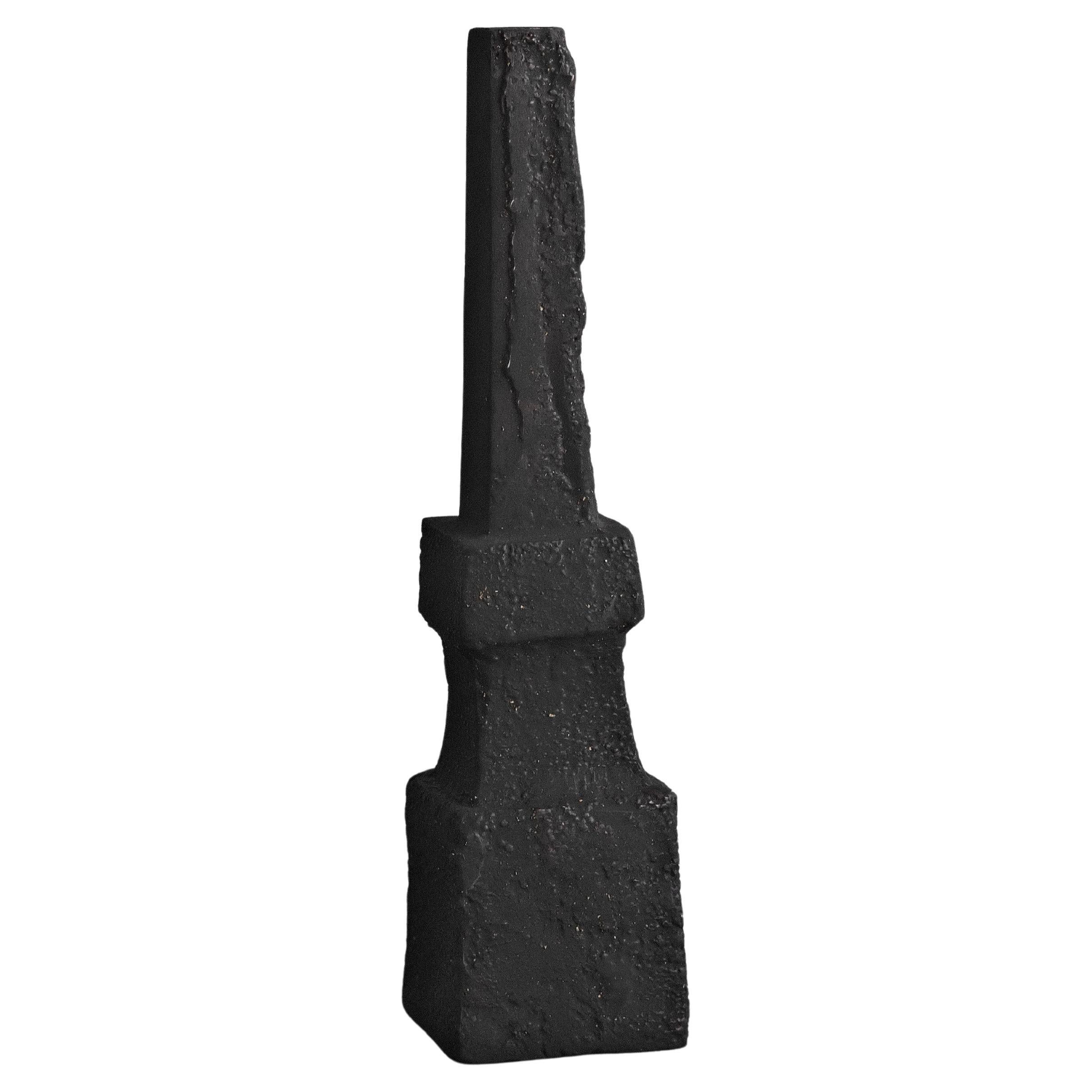 Handmade Pillar-Shaped Ceramic Vase, with Etched Texture
